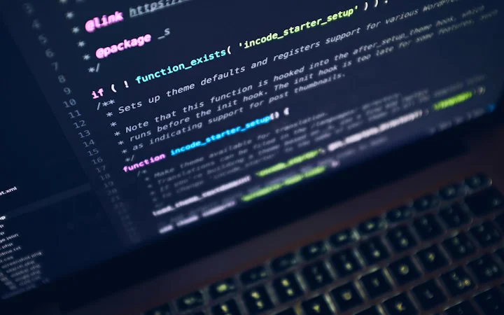 Laptop screen showing code