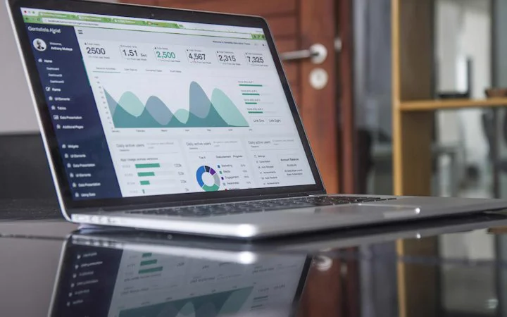Laptop showing an analytics dashboard